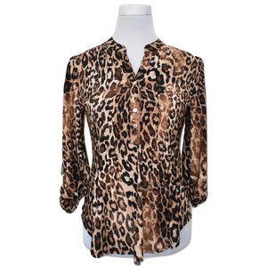 Leopard Animal Print New Directions Petite Blouse